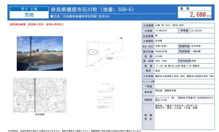 奈良県橿原市石川町 土地