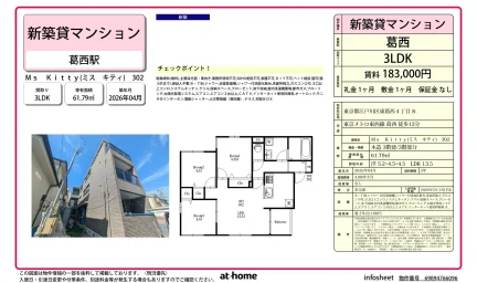Brand New 3LDK Condo in Higashikasai 0